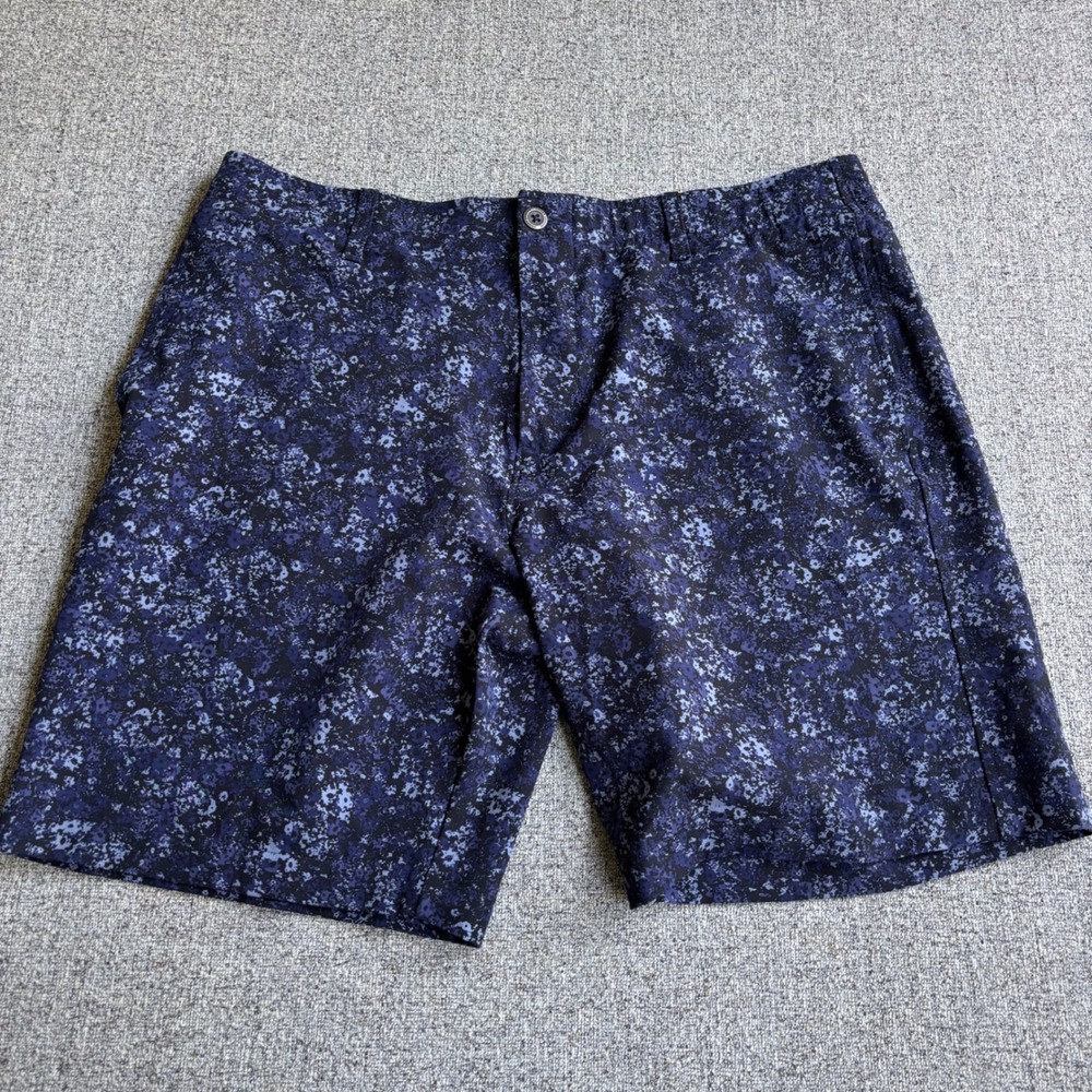Under Armour Golf Shorts Mens 38 Blue Floral Print Performance Stretch 9 Inseam
